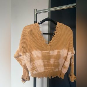 Cropped Distressed Style Sweater